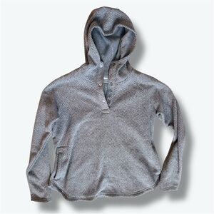 COLUMBIA Blue Gray Hoodie Woven Button Pullover Sweater Size XL